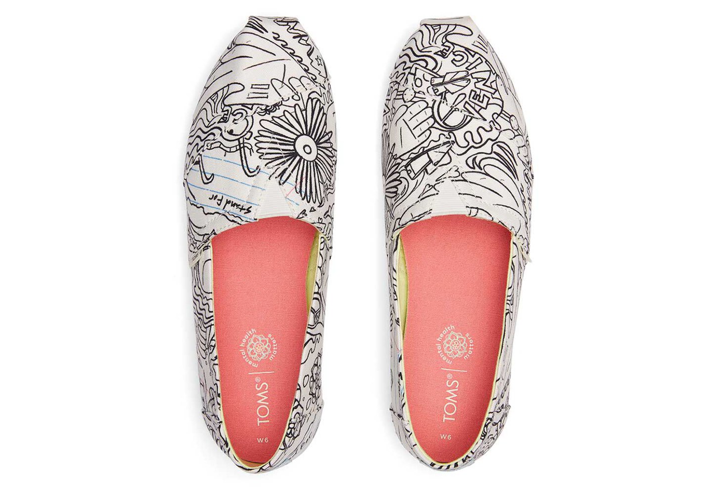 Toms Espadryle Damskie Białe/Czarne - Alpargata Coloring Book - 41SQPTUFZ